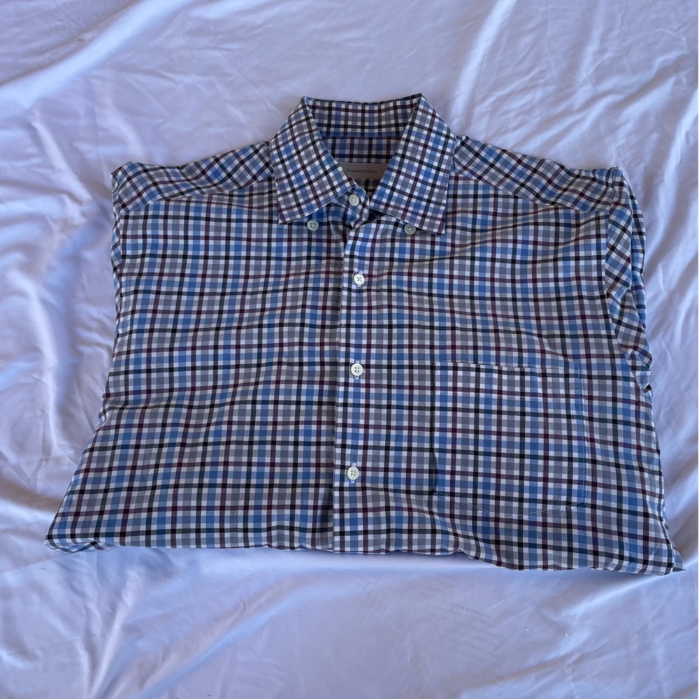 Ermenegido Zegna men’s large button up shirt blue